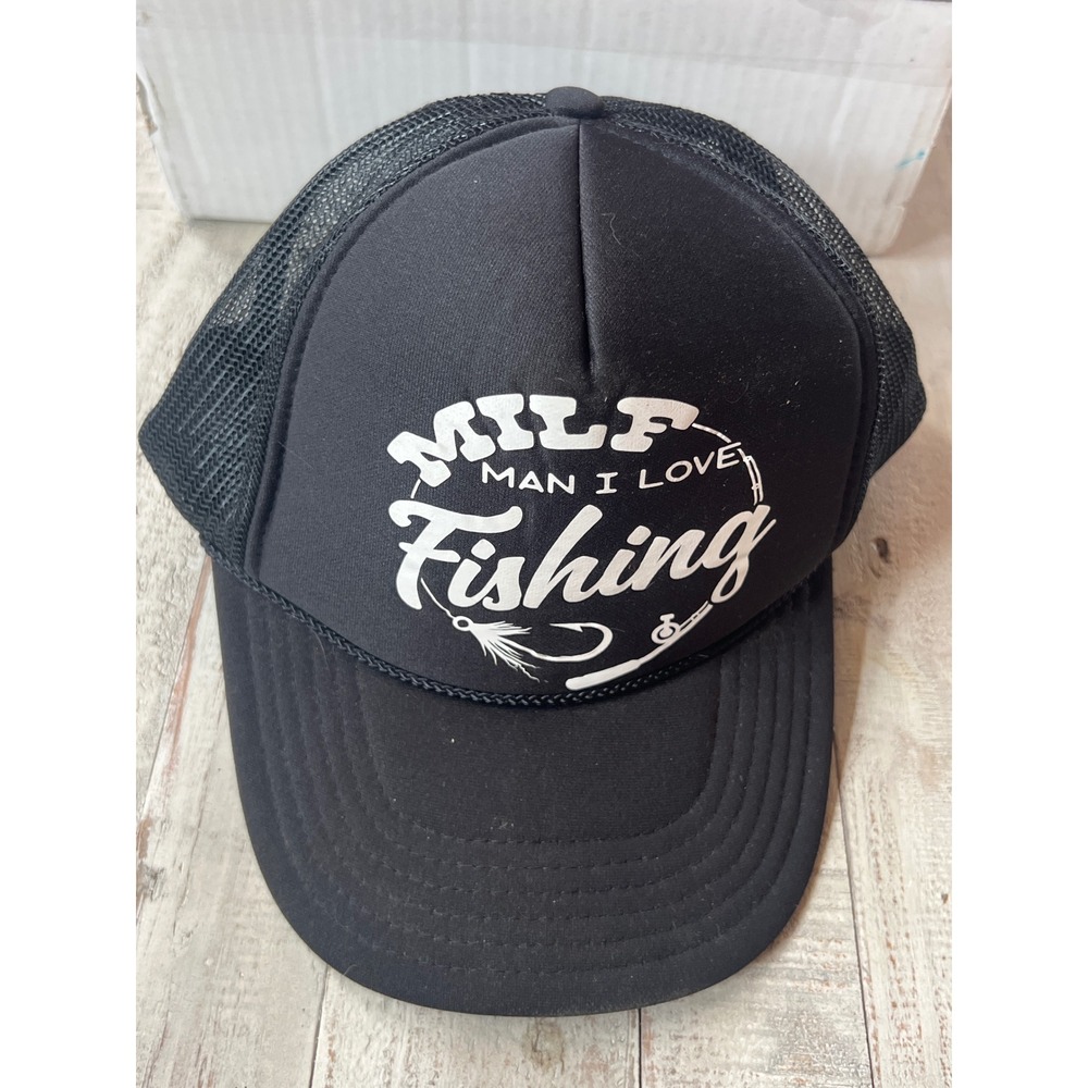 Otto MILF Man I Love Fishing Trucker Hat Black Mesh Snapback Cap‎ 39-165 Mens